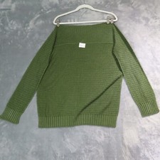 MEADOW LANE Sweater Wrap Shawl Womens O/S Green Waffle Knit Made in USA Preppy