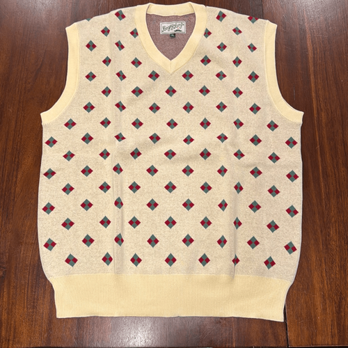 Bogey Boys Banana Cream Diamond Sweater Vest Golf Men’s Extra Large 100% Cotton - Picture 2 of 5