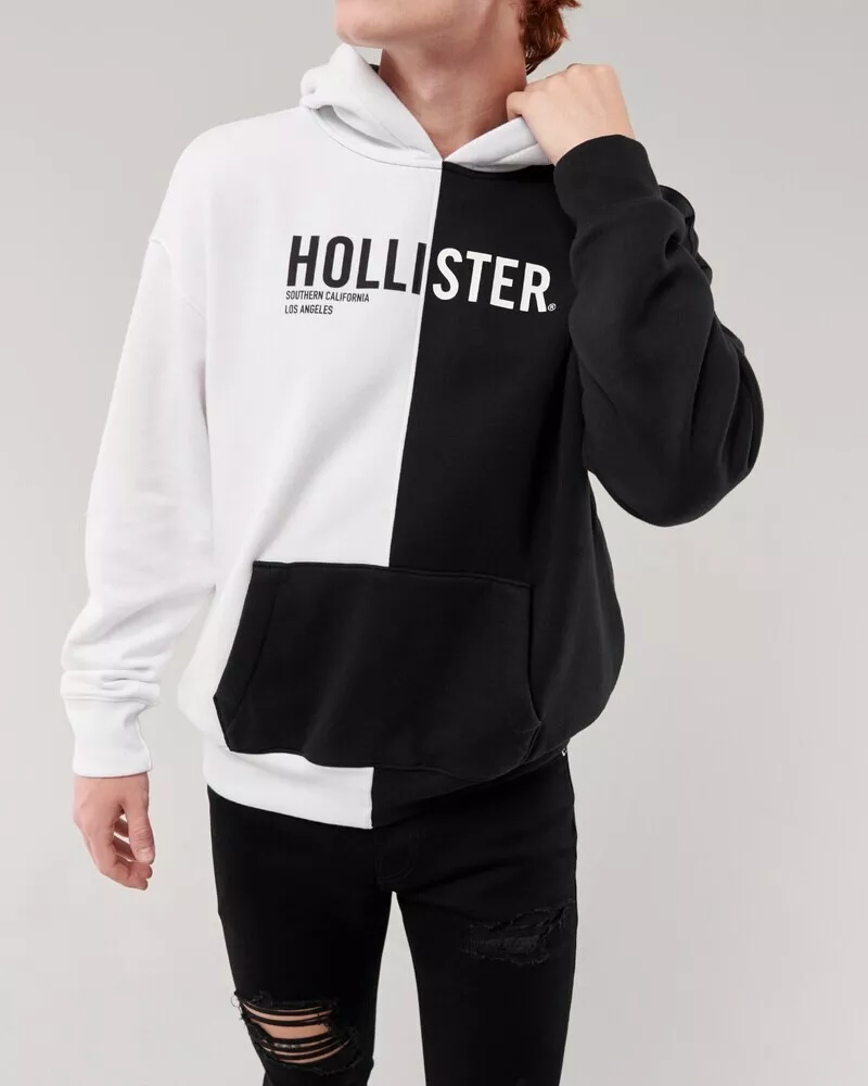 Hollister Spliced Brown & White Men’s Hoodie Size XS