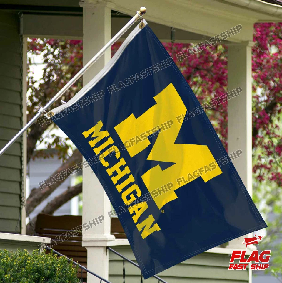 Michigan Wolverines 3x5 pies Bandera Hombre Cueva Logo Banner Fútbol NCAA Envío GRATIS Foto 3 de 4