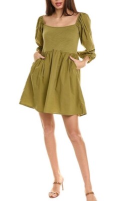 Nation LTD Heddie Combo Babydoll Dress Lichen Olive Green pockets small S | eBay Nation LTD Heddie Combo Babydoll Dress Lichen Olive Green pockets small S | eBay