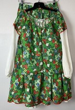 70s Vintage Chessa Davis Womens 12 Maxi Skirt Blouse Top Set Green Floral