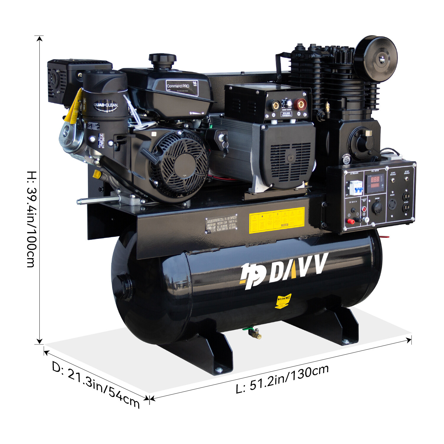 15HP 19Cfm Two Stage Air Compressor /Generator Welder W/ 30Gal Tank 180PSI