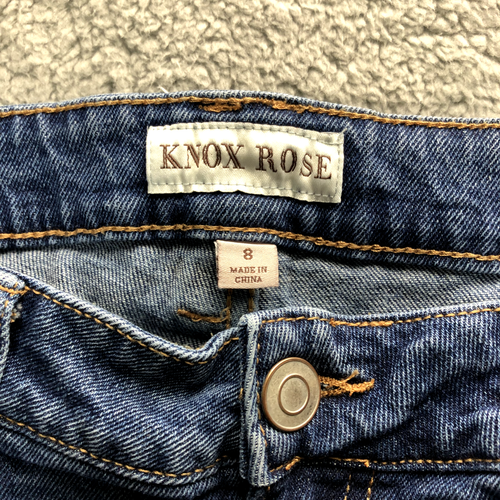 Knox Rose Mid Rise Blue Jeans Embroidered Side Straight Leg 8 - Picture 3 of 8
