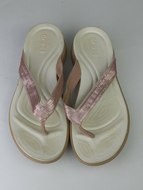 crocs sequin flip flops