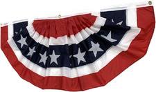 Patriotic American Flag Bunting Banner - 30" X 72" Pleated Fan Flag, 4Th of Jul