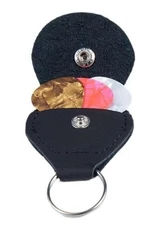 1Pc Black Guitar Picks Holder Case,PU Leather Guitar Plectrums Bag with 