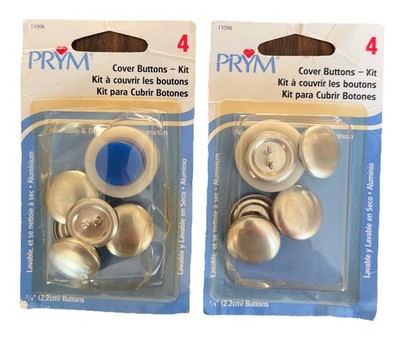 Prym Dritz Button Cover Kit 4-Aluminum Buttons, Mold & Pusher 7/8   Lot of 2