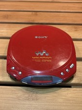 Sony Portable CD Player RED D-E220 ESP MAX - TESTED AND WORKS Battery Door Issue