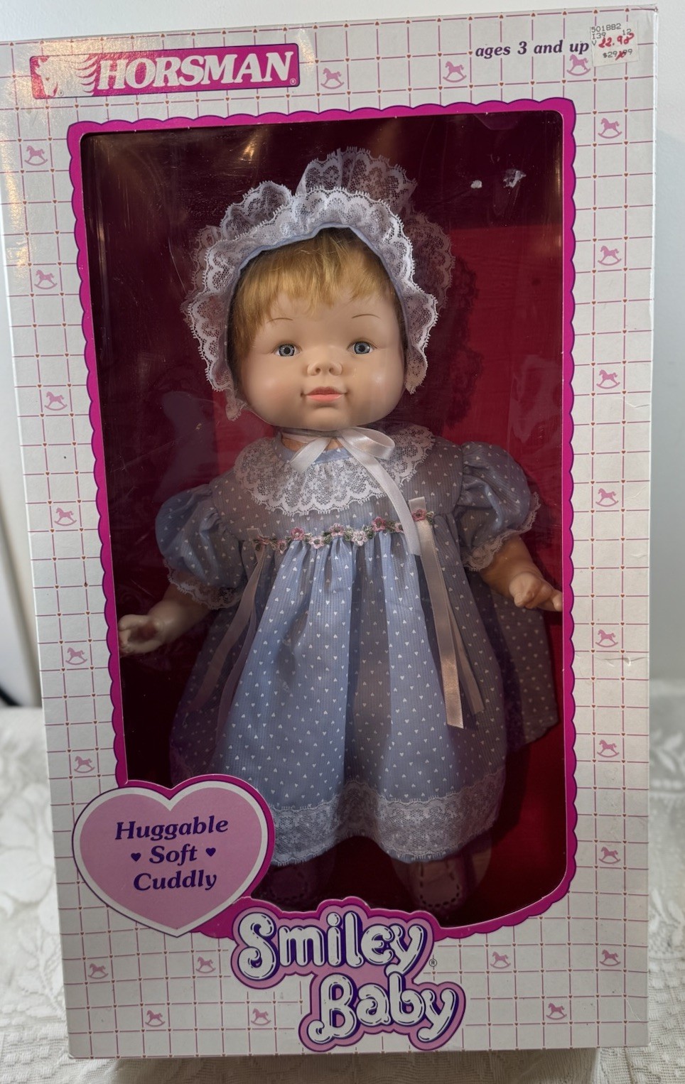 Vintage Horseman Baby Smiley Doll Vinyl Head , Arms Cloth Bo