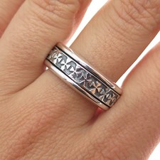 925 Sterling Silver Vintage Maltese Cross Oxidized Rotating Band Ring Size 10.5