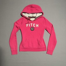 Abercrombie Fitch Hoodie Womens Medium Pink Pullover FITCH 92 Patch Logo