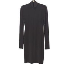 Norma Kamali Dress Black Long-Sleeve Turtleneck Stretch size Medium