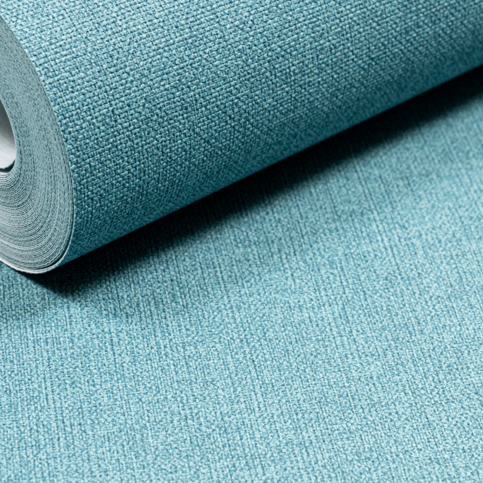 Plain Blue Textured Wallpaper Slightly Imperfect Vinyl Linen Effect Paste Wall
