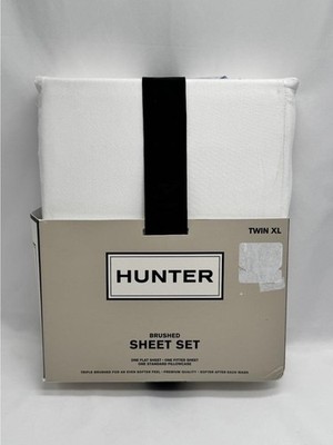 Hunter White Twin XL Brushed Sheet Set Solid Polyester Adult Bedroom Decor