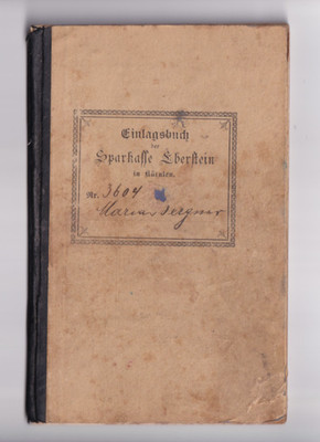EBERSTEIN, KÄRNTEN 1919: SPARBUCH SPARKASSE EBERSTEIN, 1.000 Kronen Format 12x19