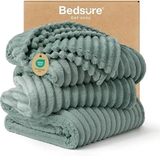 Bedsure GentleSoft Large Fleece Blanket for Bed 120x120 inch - Sage Green