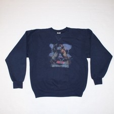 Vintage MJ Soffe Medium Blue Horses Lightning Graphic Print Crewneck M