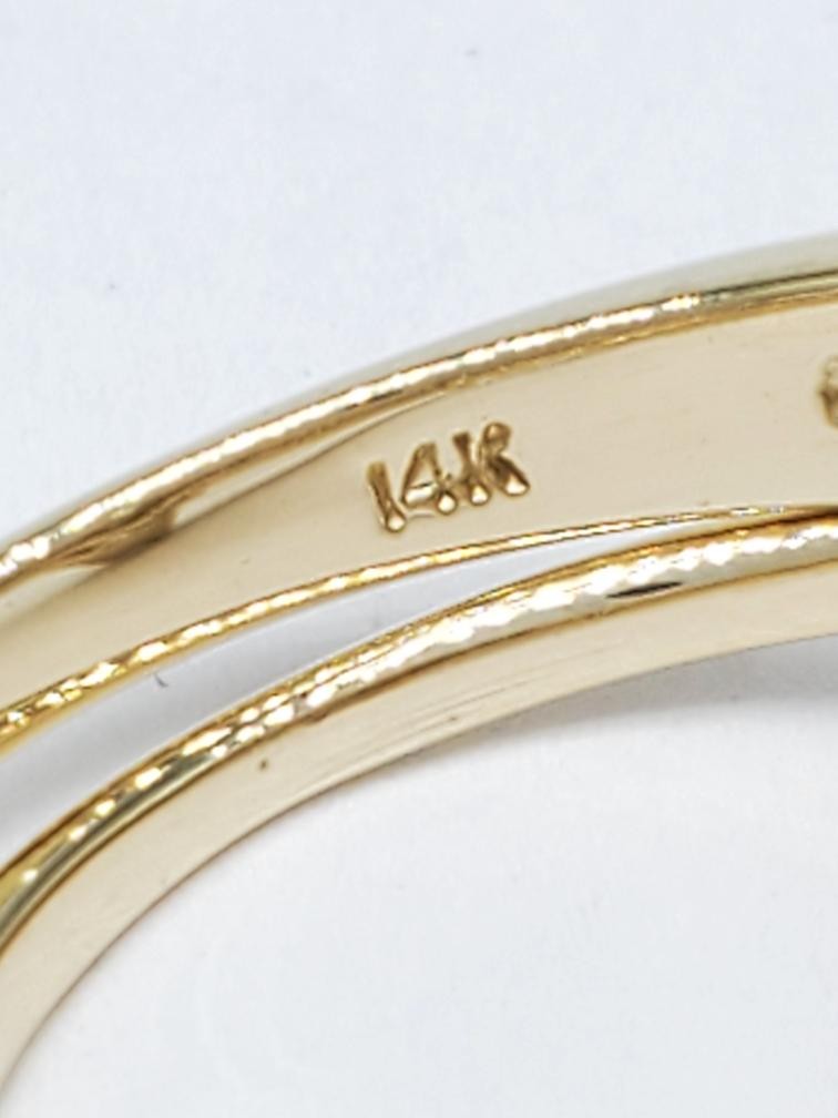 Diamond Wedding Ring Set 14K Solid Yellow Gold (A… - image 7