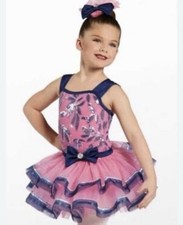 Weissman Children's Dance Costume SC RN64830 Pink Navy Tutu Sequin Bodice