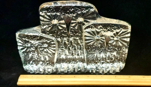 Vintage Blenko Clear Glass Owl Icefloe Owl Paperweight Don Shepherd Sculpture