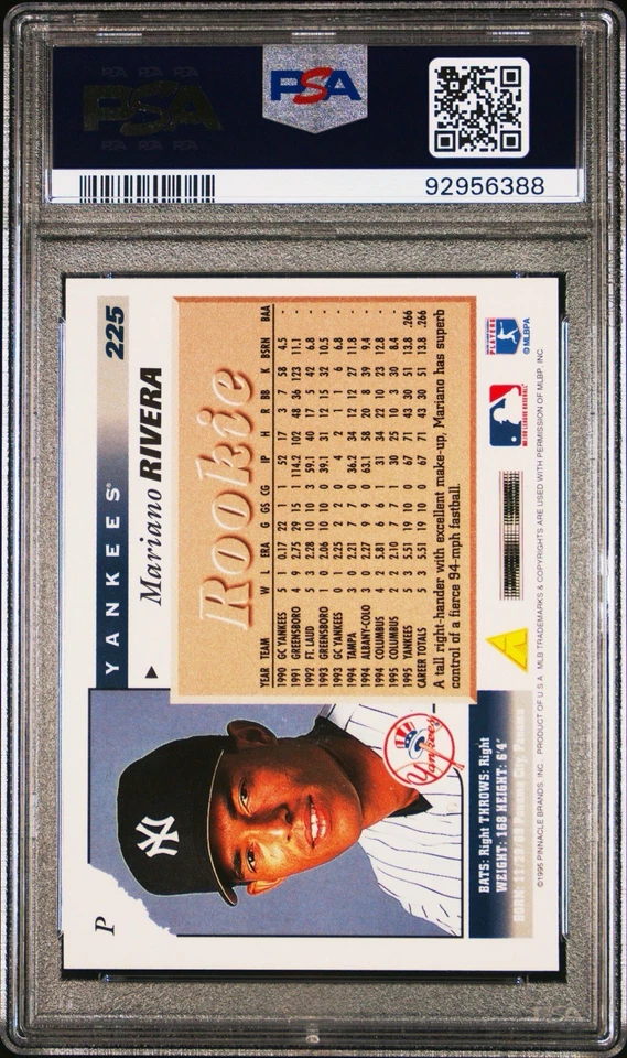 1996 年得分 #225 Mariano Rivera 纽约洋基队 RC 新秀名人堂 PSA 10 GEM 状况完好 — 第 2/2 张图片
