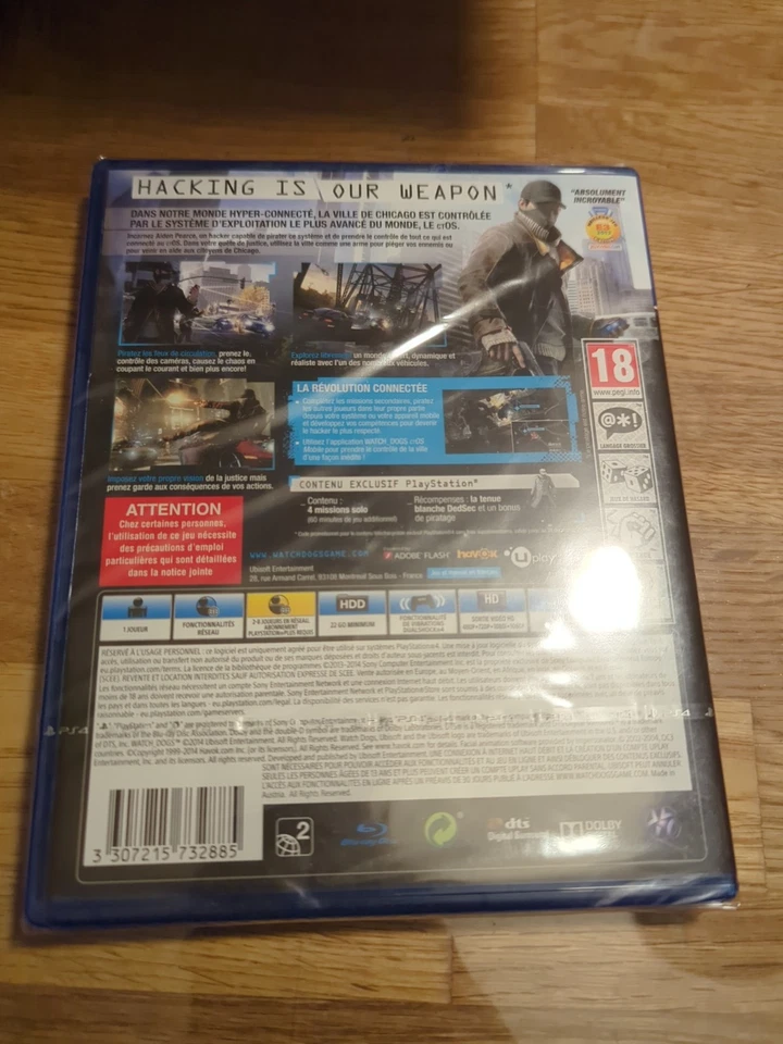 neuf Blister Jeu - WATCH DOGS- Sony PS4 PlayStatiOn - Photo 2/2