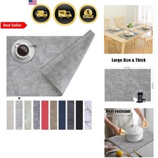 Faux Leather Heat Resistant Placemats for Dining Table Set of 6, Waterproof W...