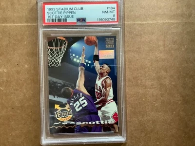 1993-94 Topps Stadium Club  1st Day Issue #184 Scottie Pippen PSA 8 - Image 1 of 4