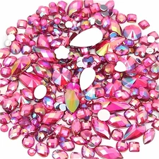 Mixed 1400pcs AB Colour Gems Jewels Flatback small to tiny, Rose Red 