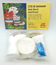 Vintage Lee Wards Ornament Kit 1776 Bi-Centennial Bell, Boot and Drum New Sealed