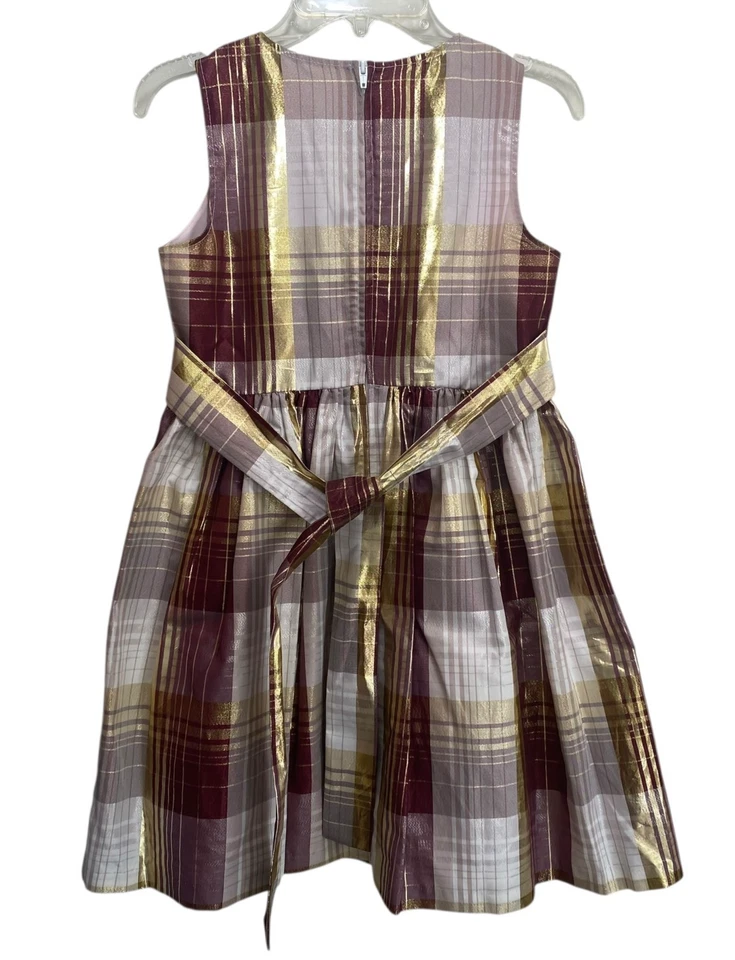 Party Formal Holiday Girls Gold Red Pink Christmas Dress Bonnie Jean Shimmer 10 - Image 3 of 4