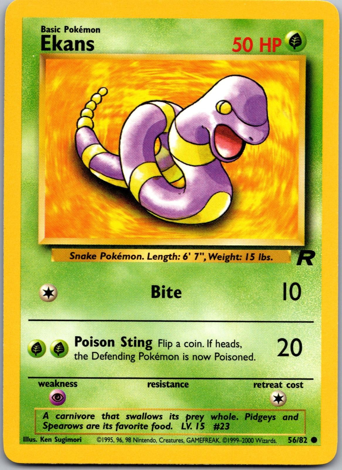 Ekans 56/82 Common Team Rocket Pokemon Near Mint