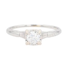.35ct Round Cut Diamond Solitaire Engagement Ring 18k White Gold Size 6.25