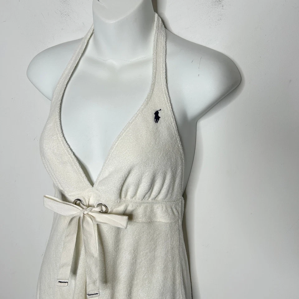 Mini Vestido Ralph Lauren Terrycloth Para Mujer Talla Mediana Halter Natación Cubrir Playa Foto 2 de 4