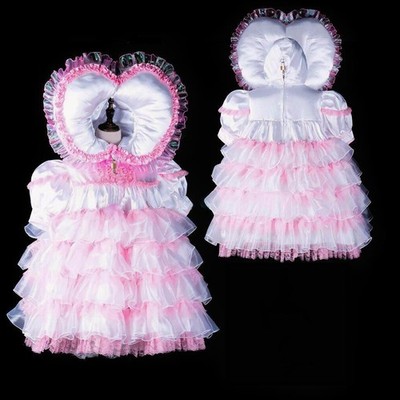 Maid Sissy Girl Lockable White satin Unisex Dress cosplay costumes Tailor-made