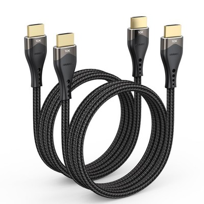 DIOOEER 10K 8K HDMI Cable 3.3FT 2-Pack, 48Gbps High Speed 2.1 3FT, Black 