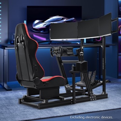 Supllueer 4080Aluminum Racing Sim Cockpit with 3 Display Stand and Gaming Seat
