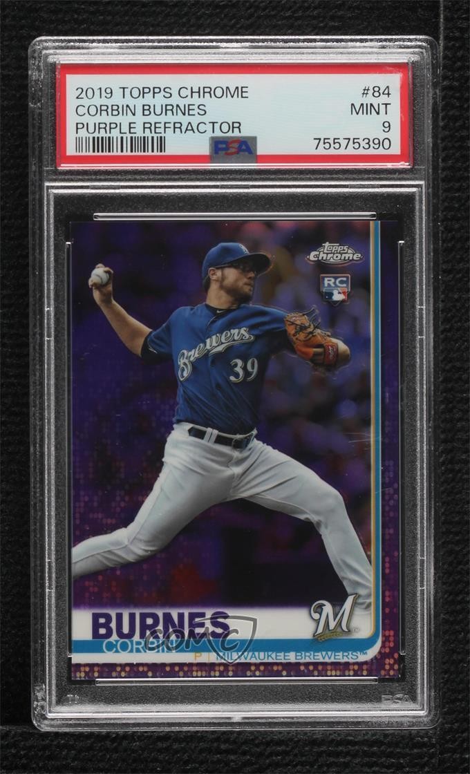 2019 Topps Chrome Purple Refractor 86/299 Corbin Burnes #84 PSA 9 MINT kf4