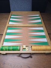 Crisloid Backgammon Marbled Green & Butterscotch Bakelite w Dice Vtg