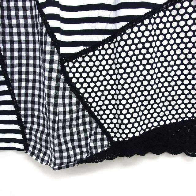 ALBEROBELLO Patchwork Flare Mini Cotton Lace Rib … - image 7