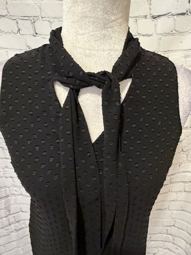 Banana Republic Sleeveless Tie Neck Top Blouse Black Size XXS - Picture 2 of 6