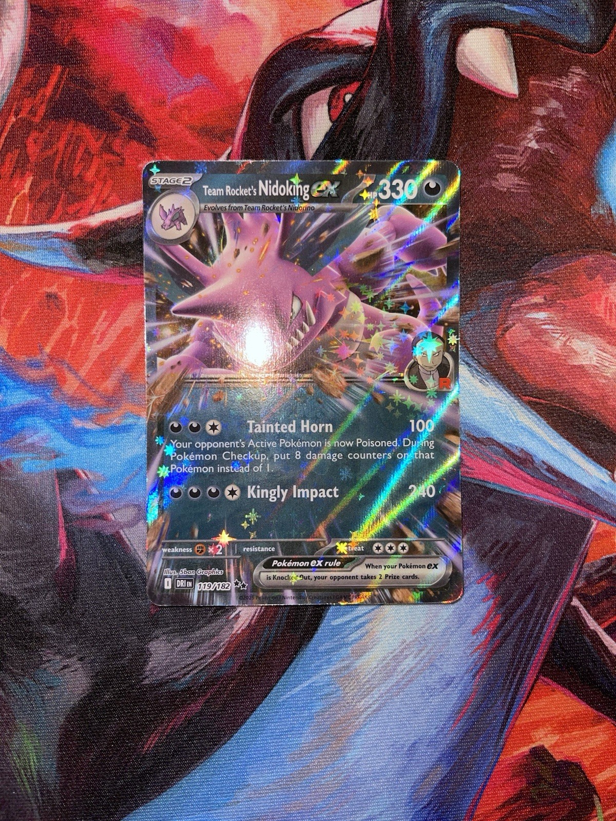 Pokemon Team Rocket's Nidoking ex 119/182 Destined Rivals Double Rare Holo NM