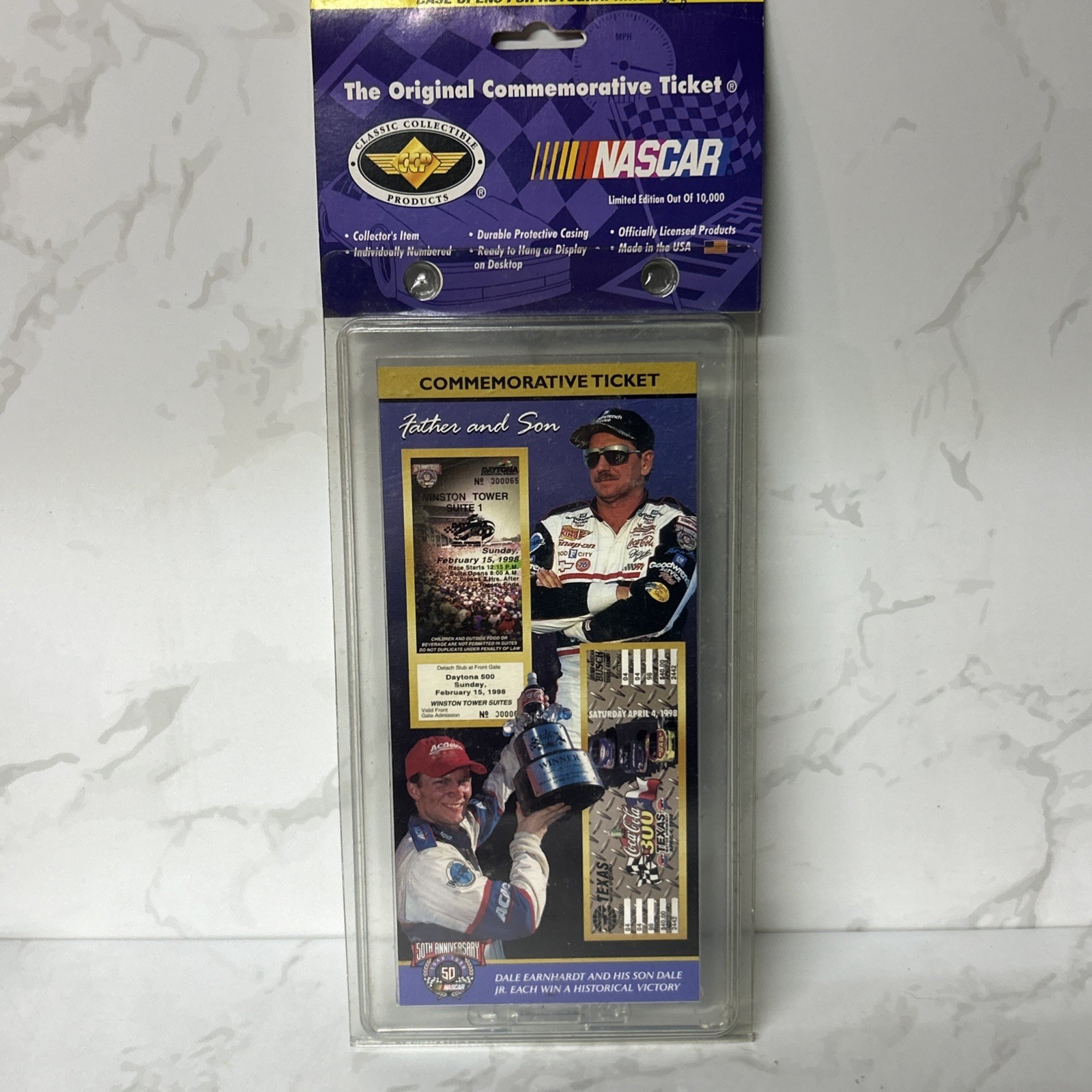 Dale Earnhardt Sr & Jr 1998 Commemorative Ticket Father Son NASCAR Memorabilia