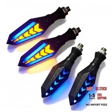 Motorcycle Turn Signal Lights, 12V LED Arrow Flowing Blinker, 4 PCS Blue