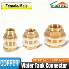 BSP Female/Male Thread Water Tank Connector Tank Outlet Copper Fittings 3/8"~2"