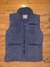 Vintage 1980s Banana Republic Safari Vest Stowaway Hood Navy Blue XS