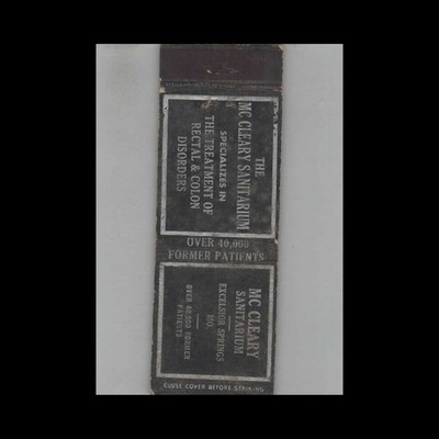 Matchbook Cover Mc Cleary Sanitarium Excelsior Springs MO #3