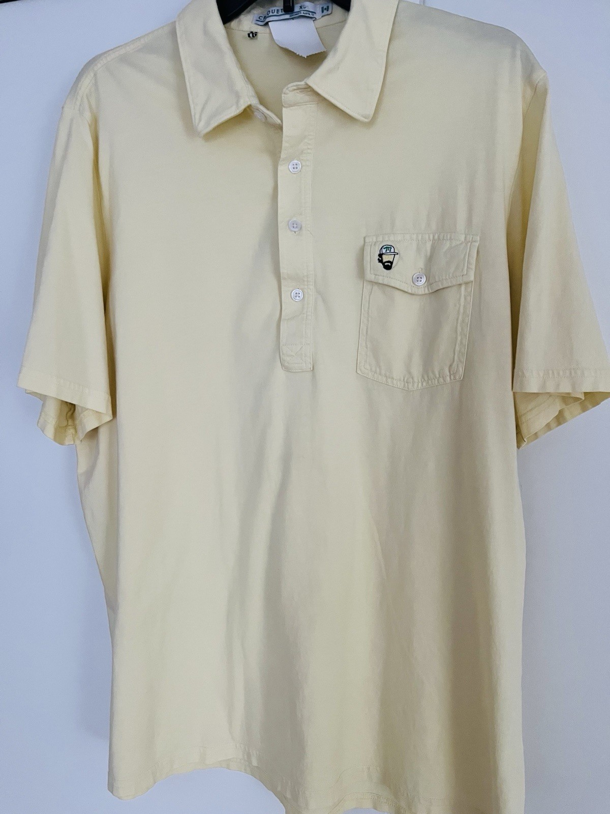 CRIQUET Pale Yellow Short Sleeve Golf Polo Shirt XL Vintage Inspired Preppy