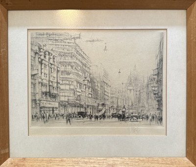 William Walcot, RA (1874-1943) Fleet Street (Blick auf Ludgate Hill) Radierung